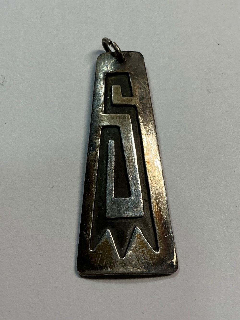 Vintage Sterling Silver Pendant. Signed B 1 3/8 inches long